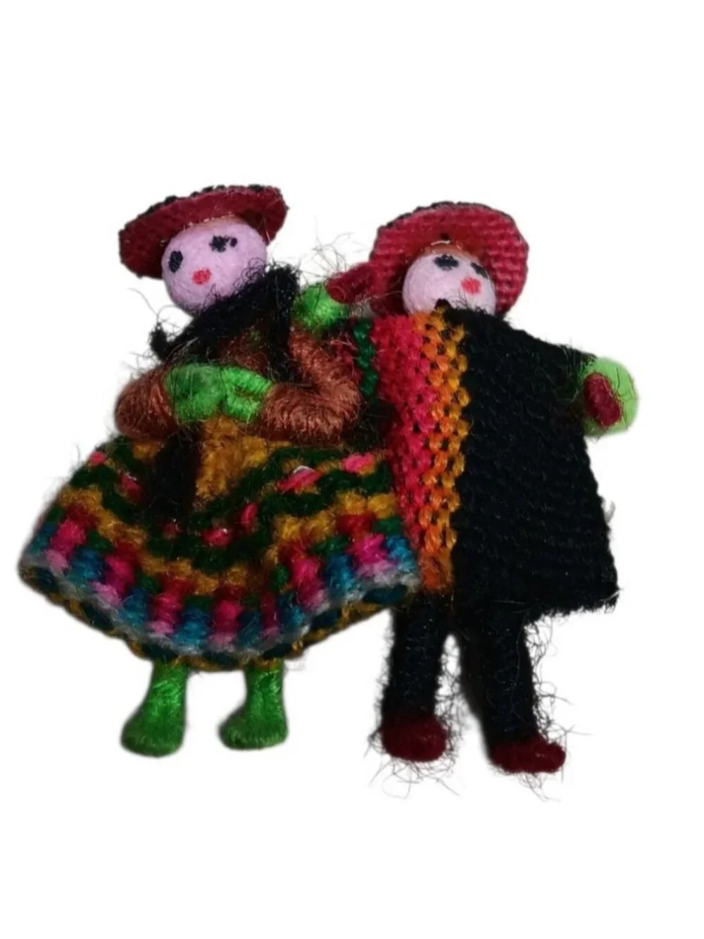 Peruvian Worry Dolls Pin Brooch tradional dress Dancing dolls Andean Folk Art